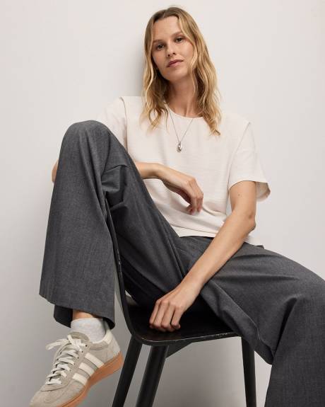 Short-Sleeve Crew-Neck Blouse