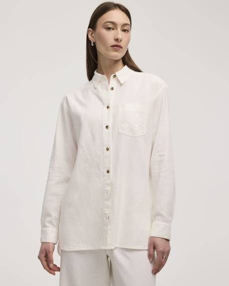 Long-Sleeve Linen Blend Shirt