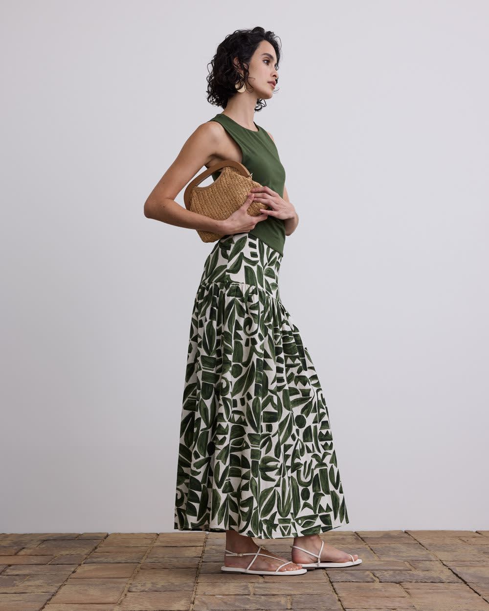 Linen-Blend Maxi Skirt