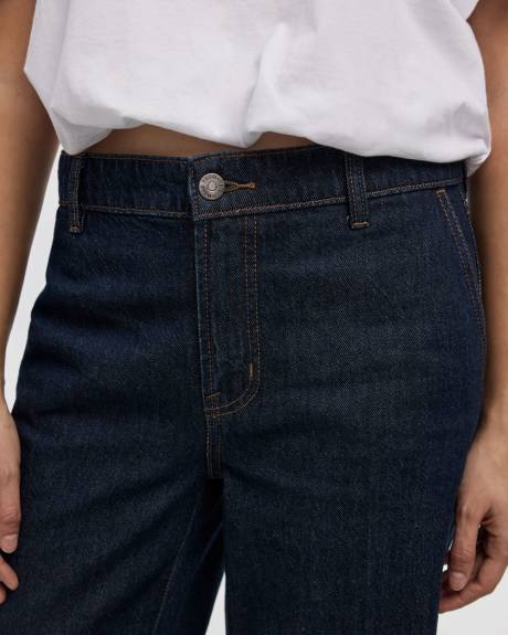 Wide-Leg Mid-Rise Denim Trousers - Petite