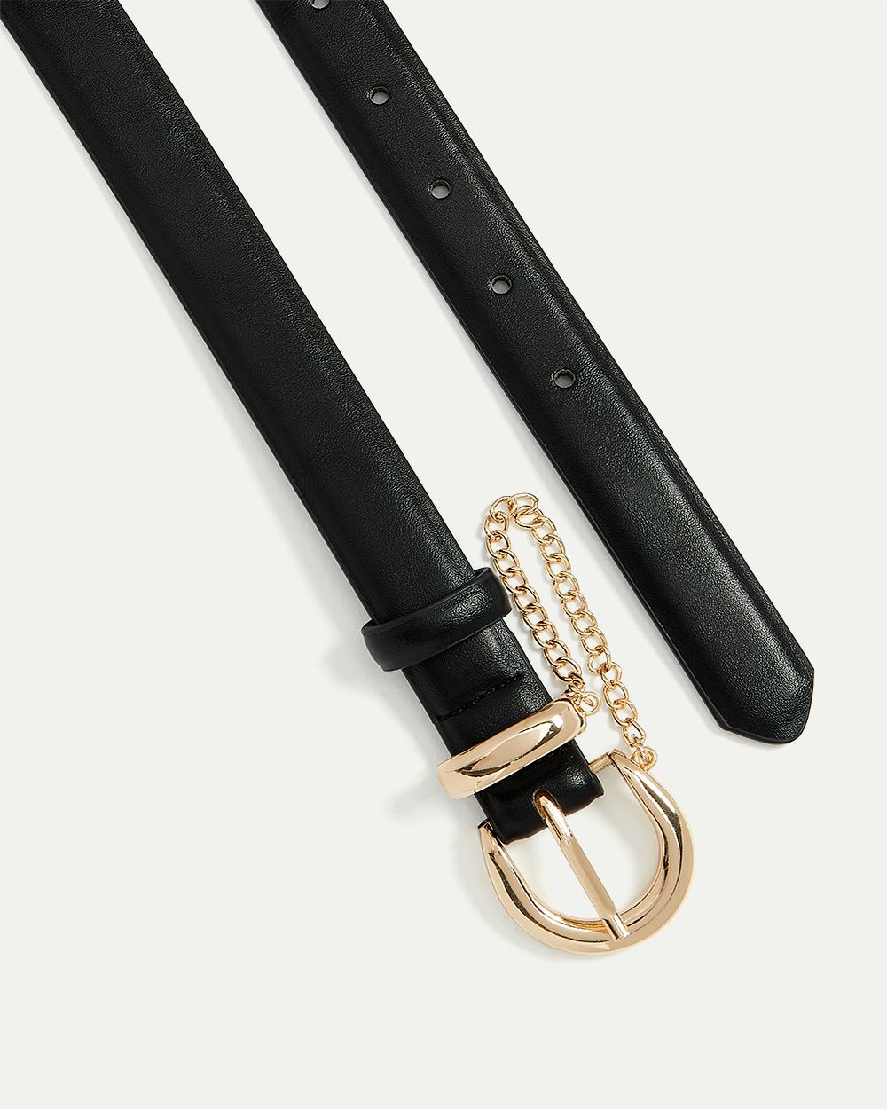 Faux Leather Belt with Hanging Chain Buckle | Regular | Reitmans