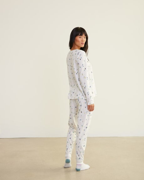 Long-Sleeve Top and Jogger Cotton-Blend Pyjama Set