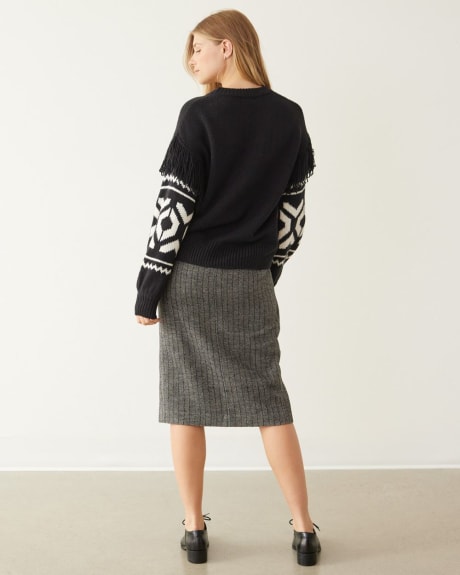 Long-Sleeve Sweater with Jacquard Pattern