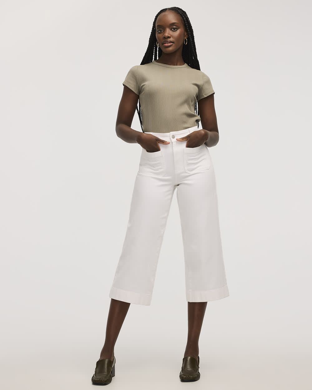 Wide-Leg High-Rise Cropped Jeans - Petite