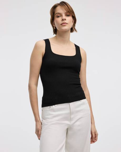 Camisole côtelée à col carré