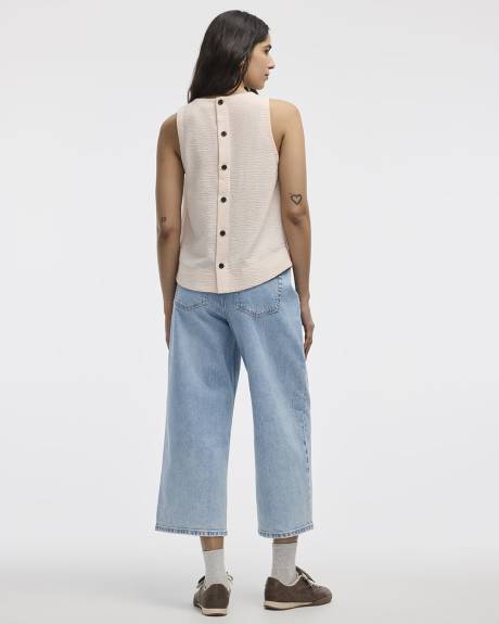 Blouse sans manches &agrave; col rond