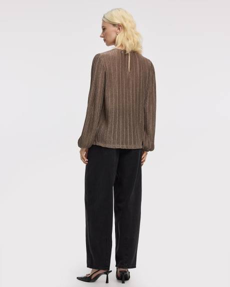 Blouse scintillante à manches longues et col rond