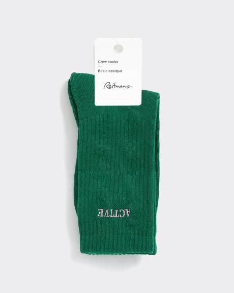 Ribbed Socks with Word at Hem
