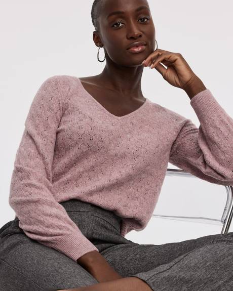 Pull DouceMaille à manches longues ballons et col V