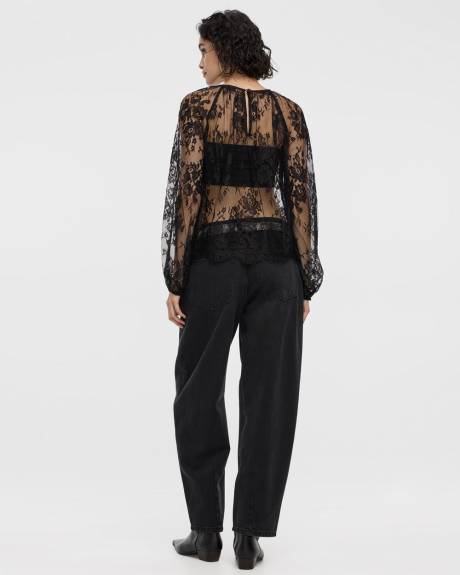 Blouse à manches longues en dentelle avec billes