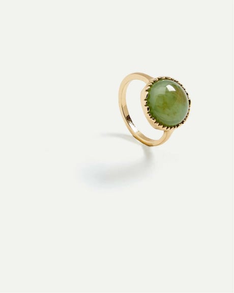 Encrusted Green Stone Ring