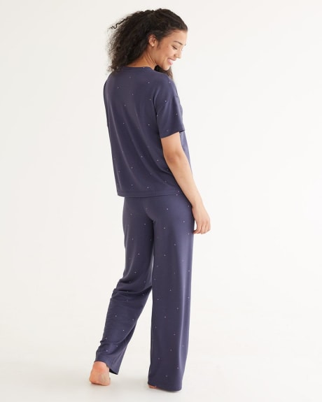 Short-Sleeve French Terry Pyjama Top, R Line