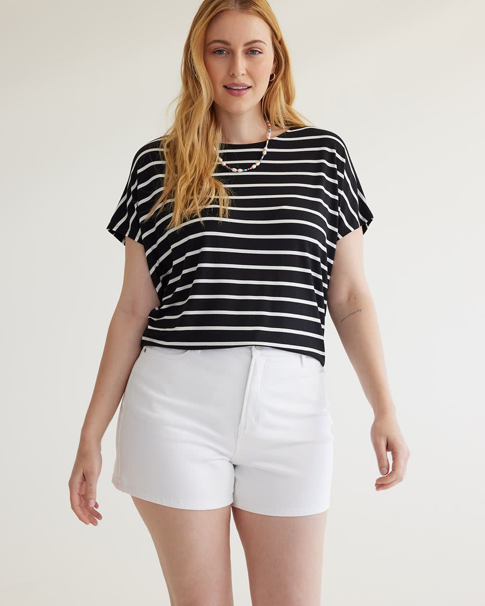 Short-Dolman-Sleeve Boat-Neck Tee | Regular | Reitmans