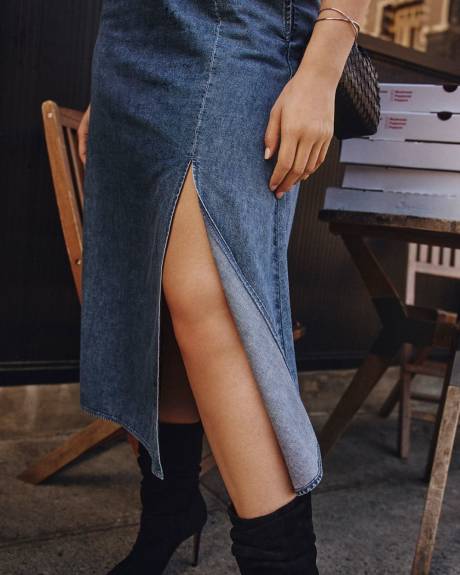 Jupe midi fluide en denim