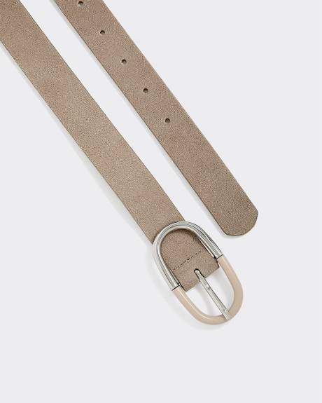 Suede Belt with Two-Tone Buckle
