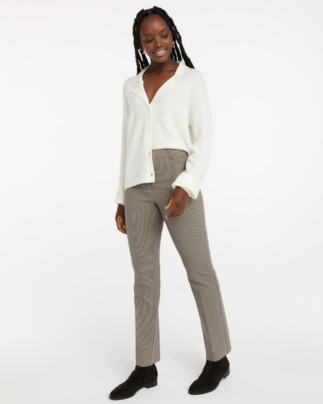 Beige and Blue Houndstooth Straight Leg Pants, The Iconic - Tall