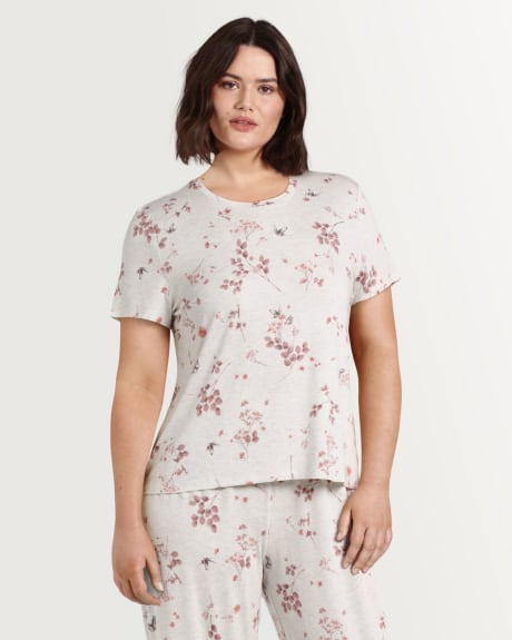 T-shirt de pyjama imprimé à encolure ronde