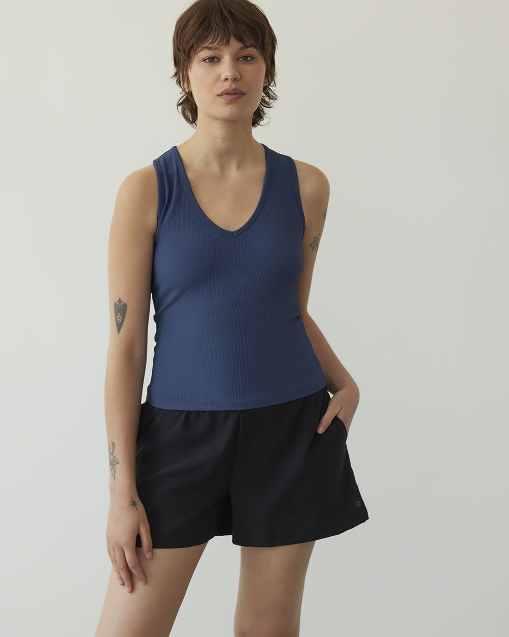 Ribbed Fitted Tank with V Neckline, Hyba