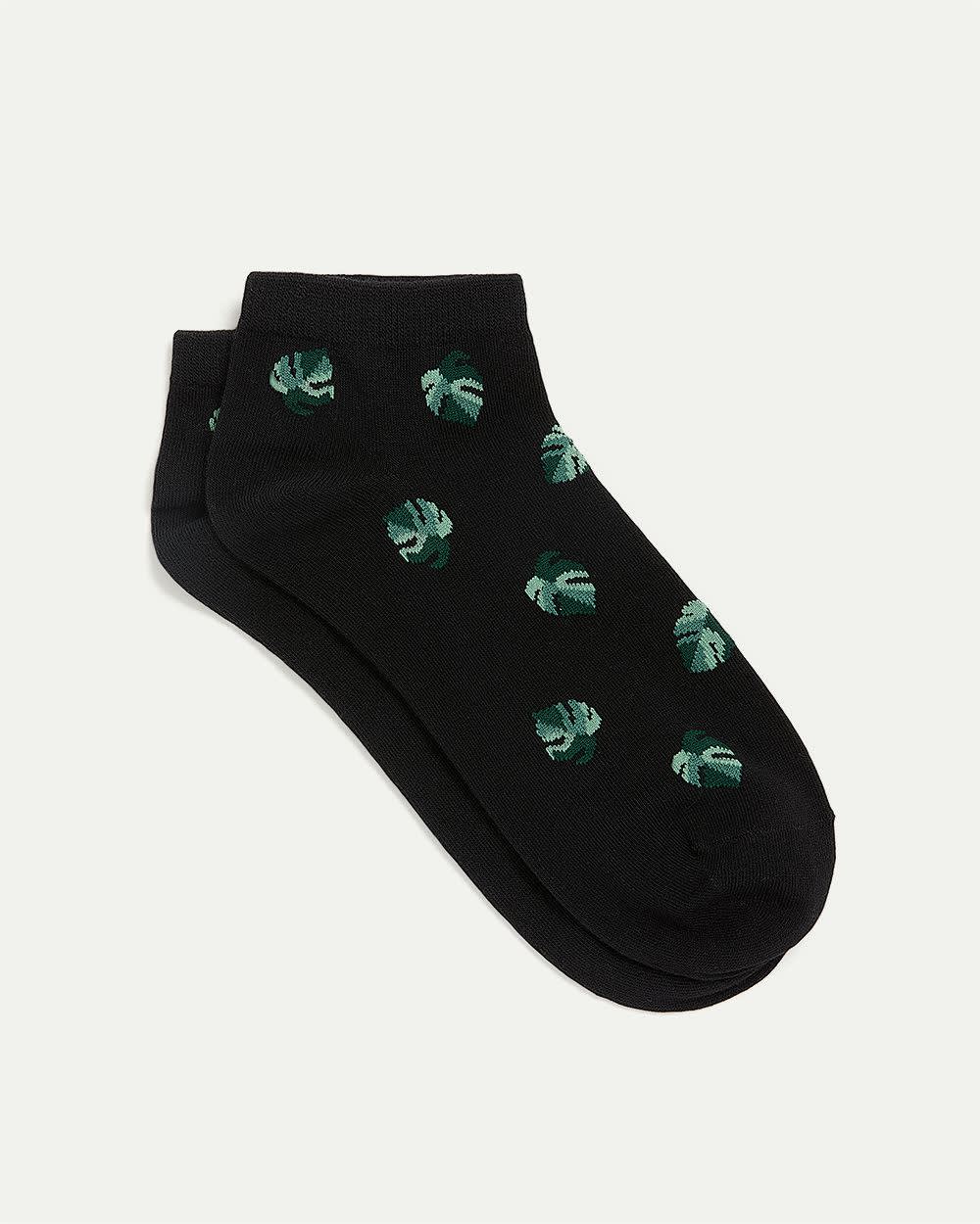 Cotton Anklet Socks with Monsteras