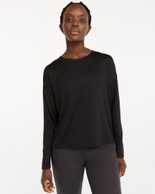 Printed Crew-Neck Tee with Long Sleeves, Ultra Soft Hyba