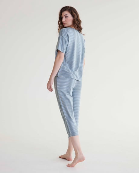 Haut de pyjama à manches courtes et col V, R Line