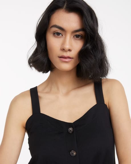 Sleeveless Buttoned Top with Front Tie