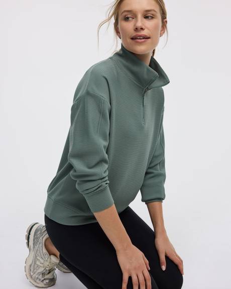 Pull à manches longues à col montant à demi-zip - Hyba