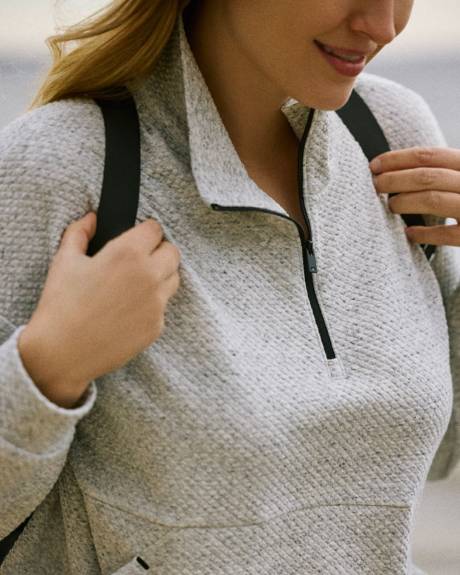 Pull textur&eacute; &agrave; demi-zip - Hyba