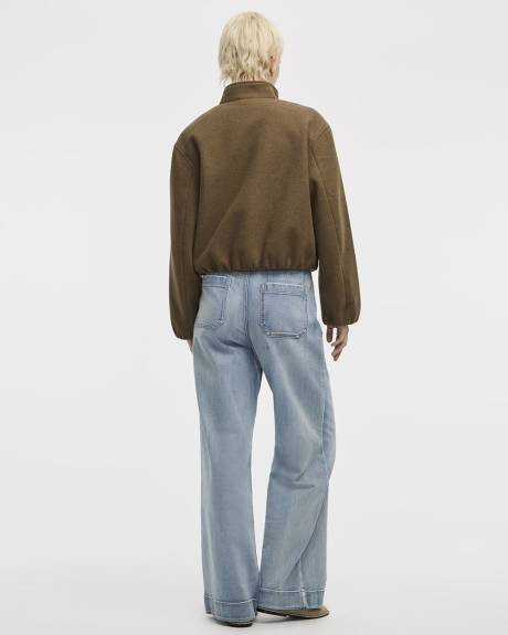 Faux-Wool Buttoned-Down Bomber Jacket