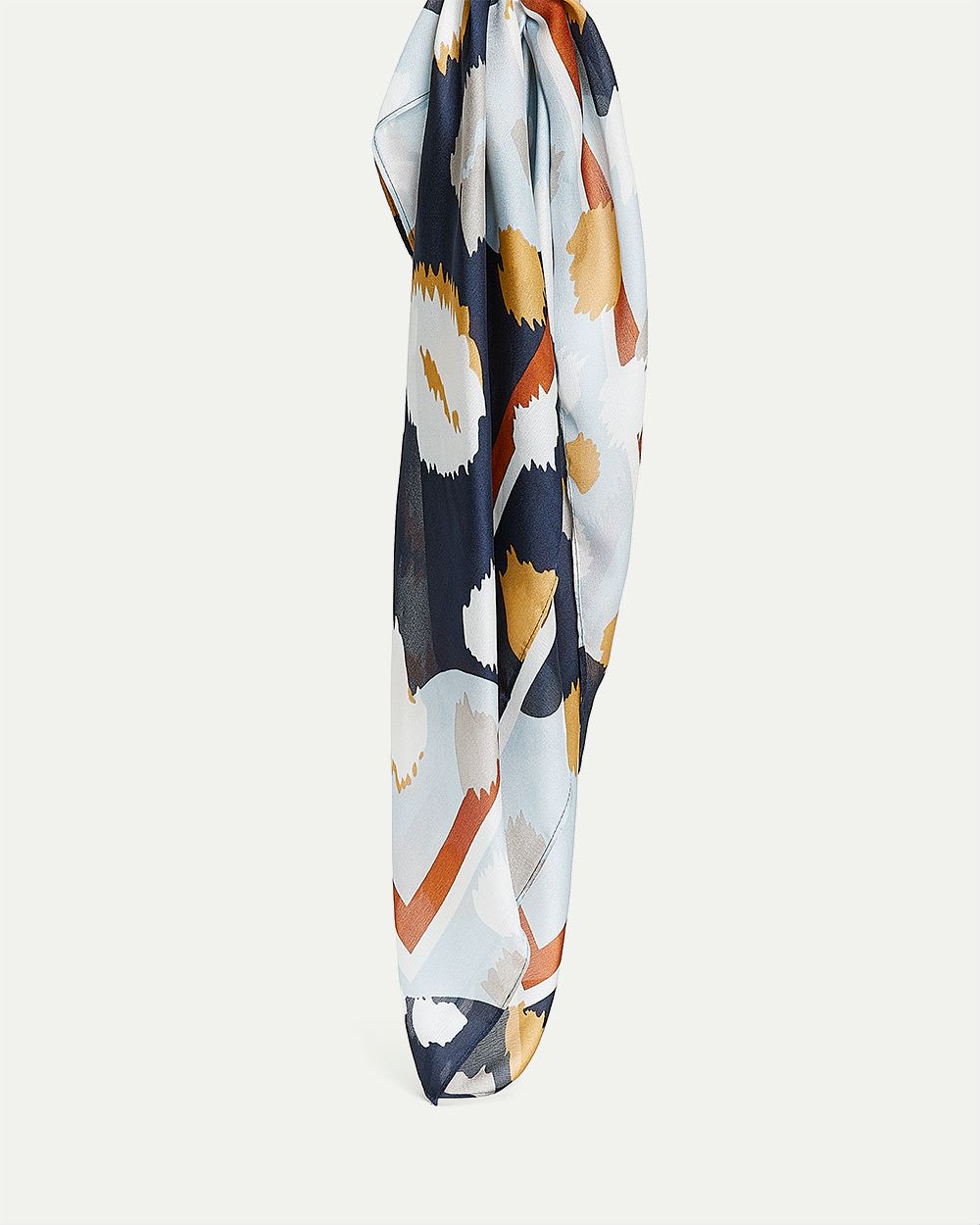 Square Satin Scarf with Animal Pattern