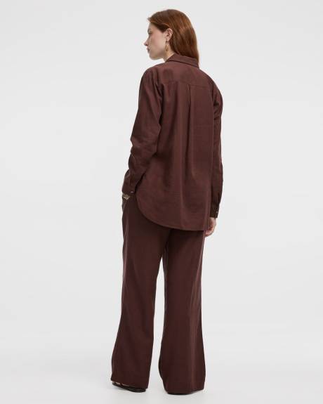 Long-Sleeve Linen-Blend Shirt