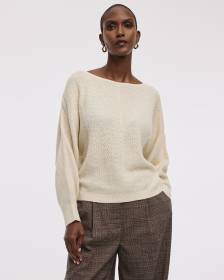 Pull ample à col bateau et manches longues en paillettes