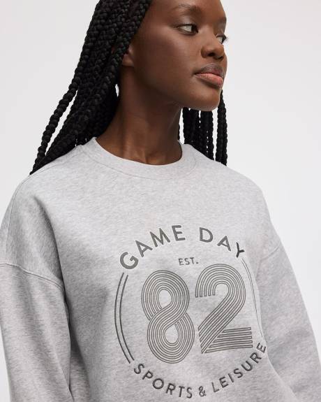 Pull imprimé graphique en molleton à col rond - Hyba