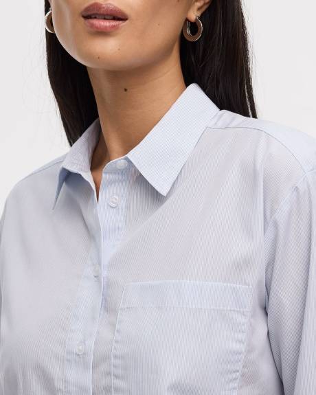 Long-Sleeve Poplin Shirt with Chest Pocket - R Essentials