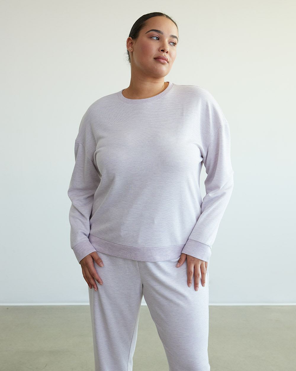 Long-Sleeve Double Knit Pyjama Top, R Line