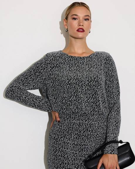 Long-Sleeve Midi Dress Leopard Print