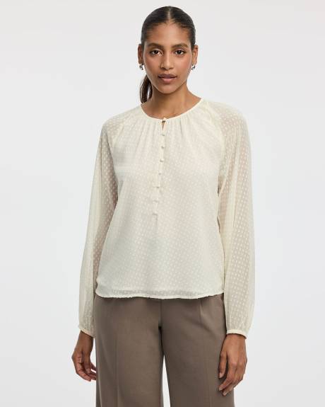 Blouse à manches longues et col fendu