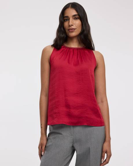 Sleeveless Blouse with Jewelled Trim