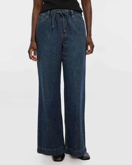 Wide-Leg Mid-Rise Jean with Drawstring - Tall