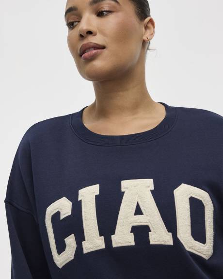 Pull en molleton à manches longues et col rond