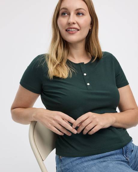 Ribbed Henley T-Shirt