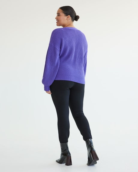 Long-Sleeve Wrap-Neck Pullover