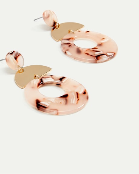 Pink Tortoiseshell Pendant Earrings