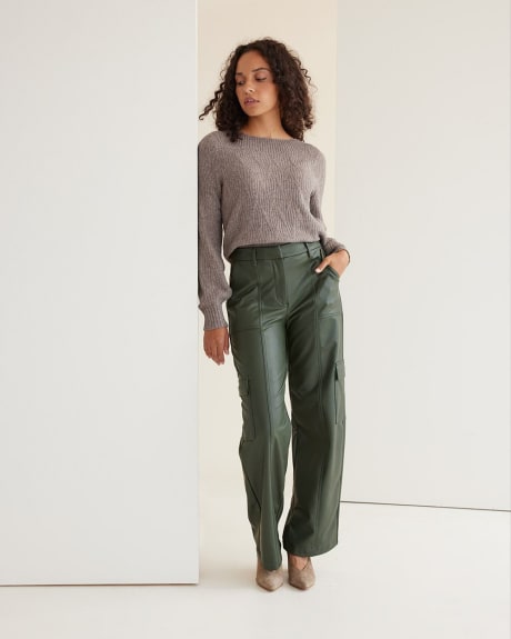 Wide-Leg Cargo Faux Leather Pants - Tall