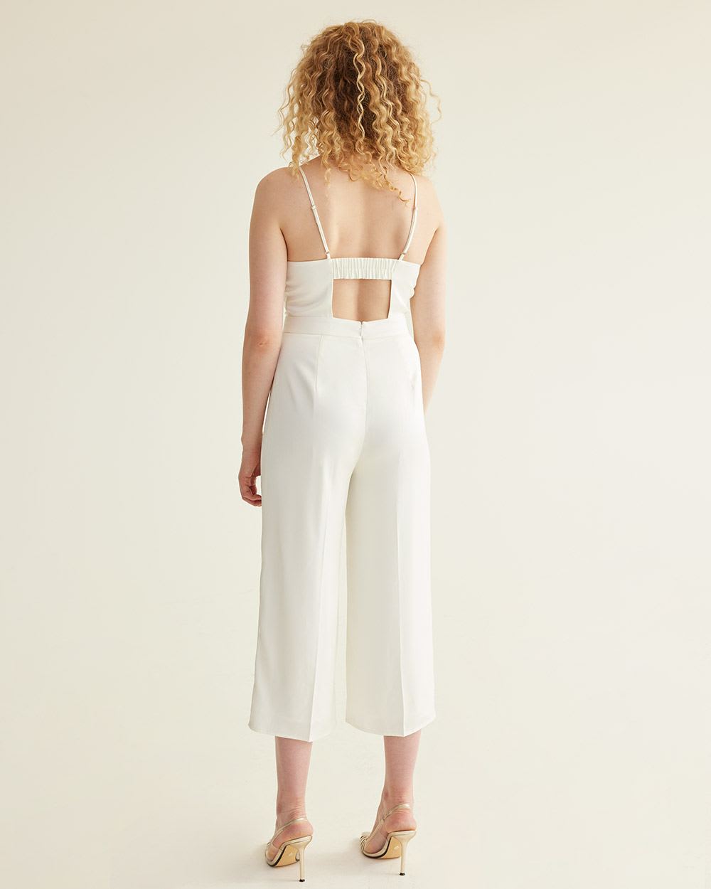 Sleeveless Jumpsuit with Twisted Front and Cut-Out