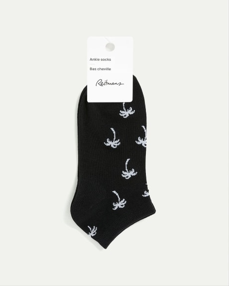 Cotton Anklet Socks with Palm Trees