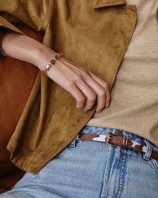 Ceinture étroite en fausse peau de vache