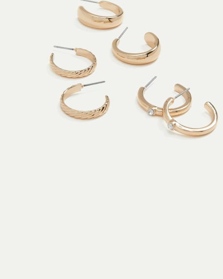 Golden Hoop Earrings - Set of 3