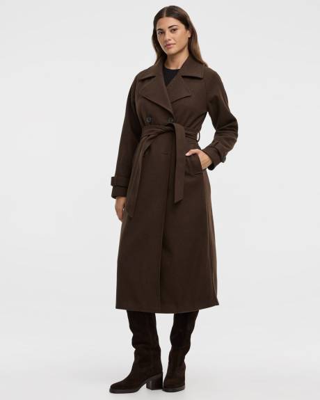 Manteau trench en fausse laine