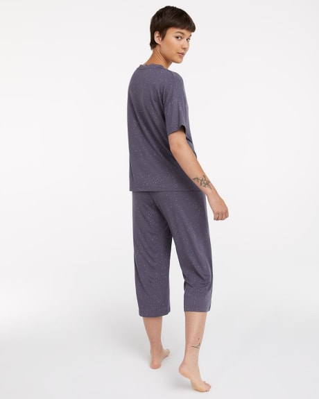 Printed Pyjama Tee with V Neckline